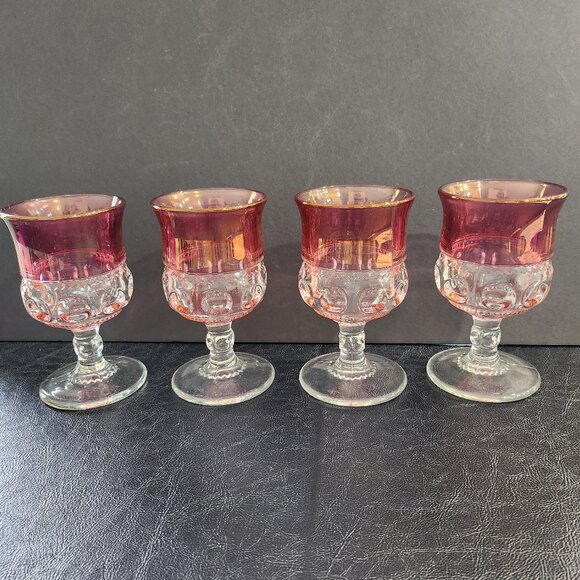 Set of 4 Vintage Tiffin Franciscan King's Crown-Flash Water Goblets - Picture 3 of 10